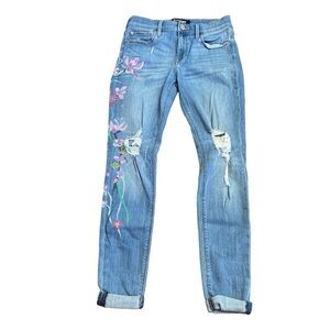 Express Blue Jeans with Floral Embroidery
